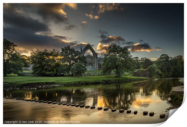 Sunset at Bolton Abbey Print by kevin cook