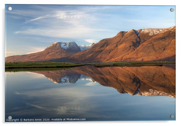 Beinn Alligin Reflection Loch Torridon   Acrylic by Barbara Jones