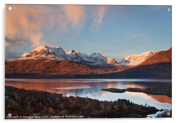 Beinn Alligin Winter Sunset Torridon Scotland Acrylic by Barbara Jones