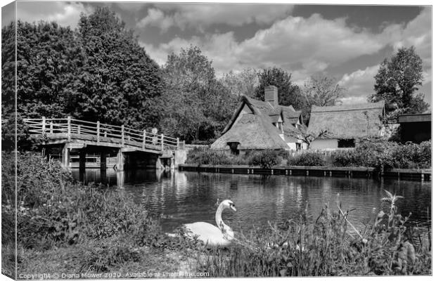 Flatford on the River Stour Essex Suffolk Border Canvas Print by Diana Mower