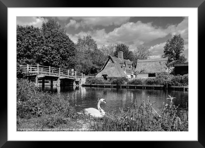 Flatford on the River Stour Essex Suffolk Border Framed Mounted Print by Diana Mower