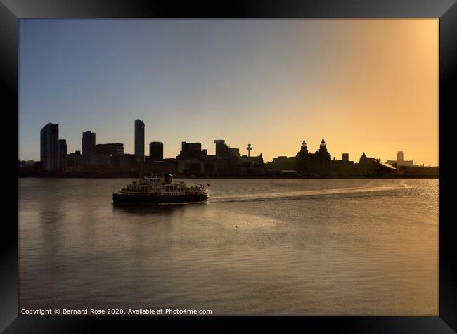 Liverpool Waterfront Sunrise - The Morning Ferry Framed Print by Bernard Rose Photography