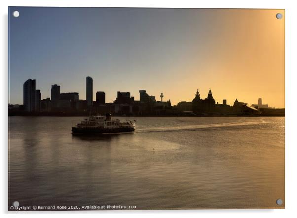 Liverpool Waterfront Sunrise - The Morning Ferry Acrylic by Bernard Rose Photography
