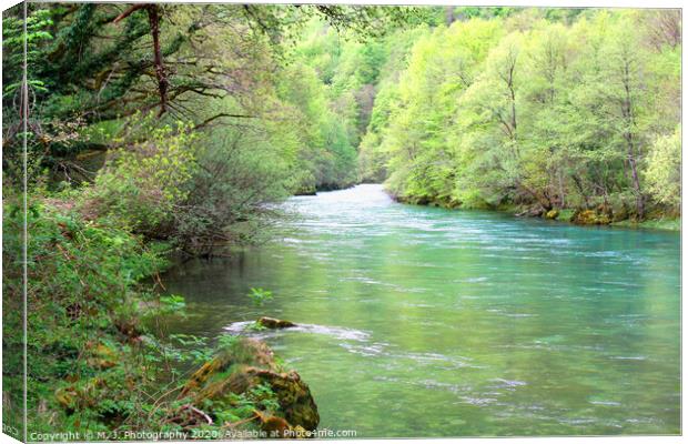 idyllic place in forest with river pure water Canvas Print by M. J. Photography