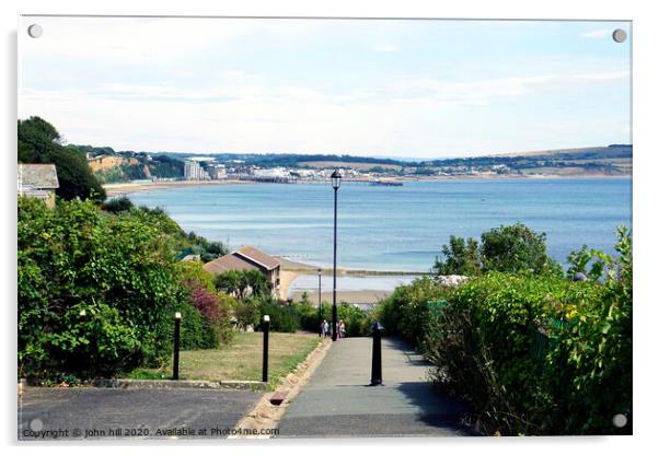 Sandown bay from Shanklin, Isle of Wight. Acrylic by john hill