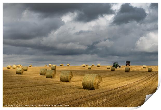 Bales and tractors Print by kevin cook