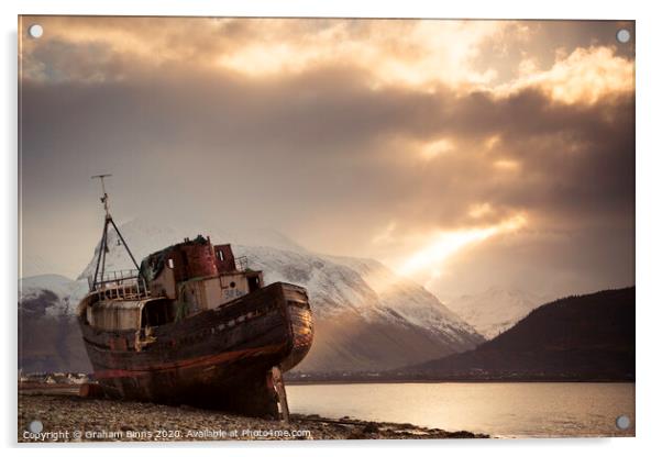 Stranded Trawler. Ben Nevis, Scotland Acrylic by Graham Binns