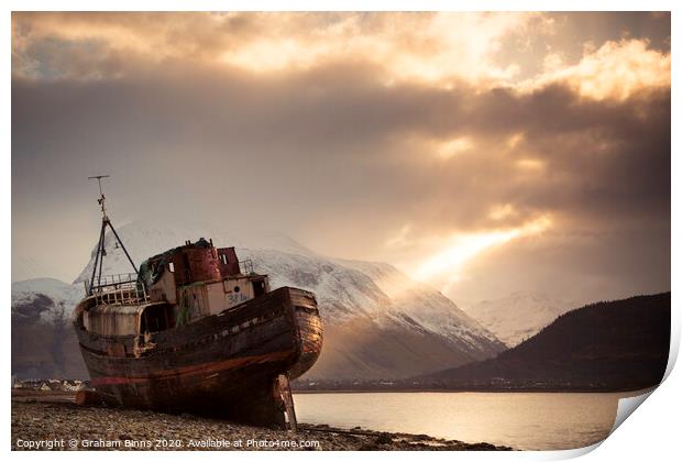 Stranded Trawler. Ben Nevis, Scotland Print by Graham Binns