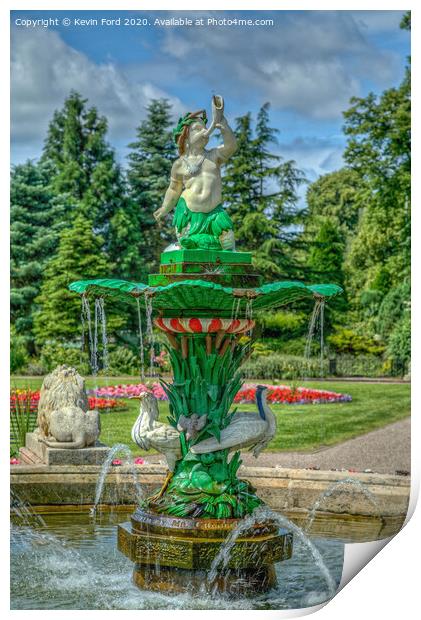 Water Fountain in Lichfield Park Print by Kevin Ford
