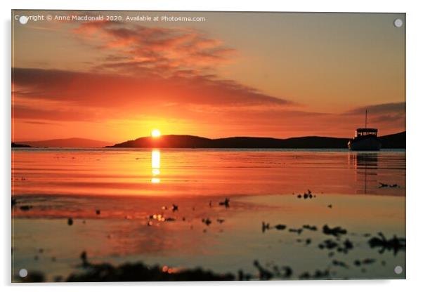 Sunset At Trondra, Shetland Acrylic by Anne Macdonald