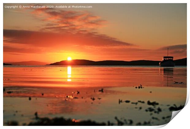 Sunset At Trondra, Shetland Print by Anne Macdonald