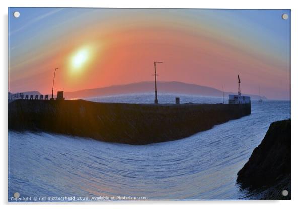  Sunrise At The Banjo Pier, Looe, Cornwall. Acrylic by Neil Mottershead