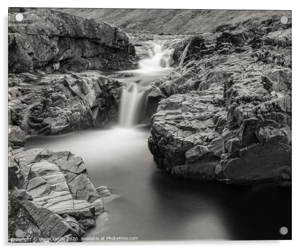 Triple Falls, Glen Etive Acrylic by Gavin Liddle