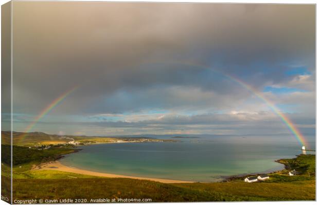 Rainbow over Kilnaughton Bay Canvas Print by Gavin Liddle