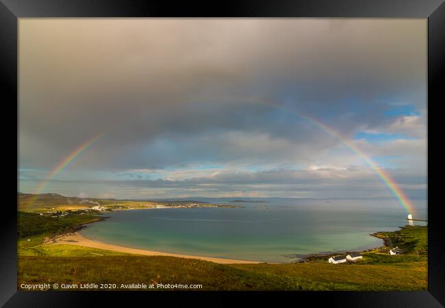 Rainbow over Kilnaughton Bay Framed Print by Gavin Liddle