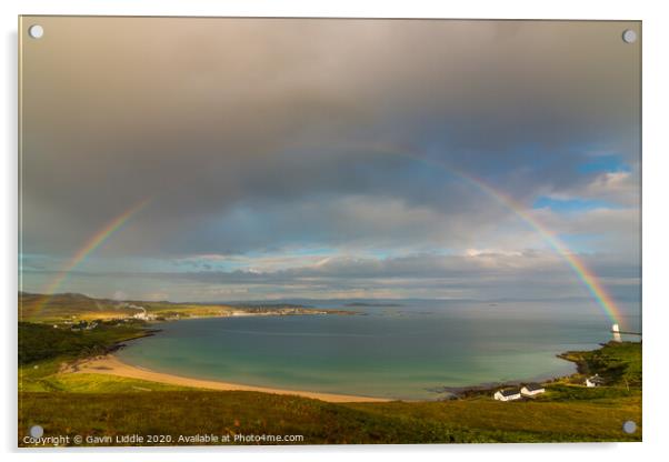 Rainbow over Kilnaughton Bay Acrylic by Gavin Liddle