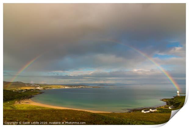 Rainbow over Kilnaughton Bay Print by Gavin Liddle