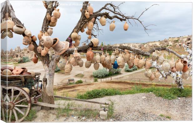Tree Of Wishes with clay pots in Cappadocia. Canvas Print by Sergii Petruk