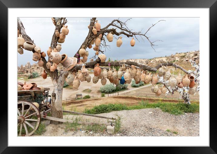 Tree Of Wishes with clay pots in Cappadocia. Framed Mounted Print by Sergii Petruk