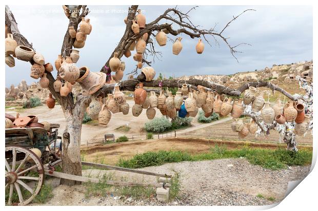 Tree Of Wishes with clay pots in Cappadocia. Print by Sergii Petruk