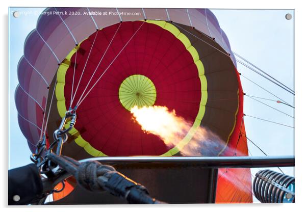 The flame of a gas burner inflates a balloon Acrylic by Sergii Petruk
