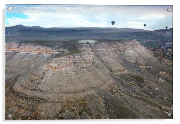 Balloons fly over the valleys in Cappadocia Acrylic by Sergii Petruk