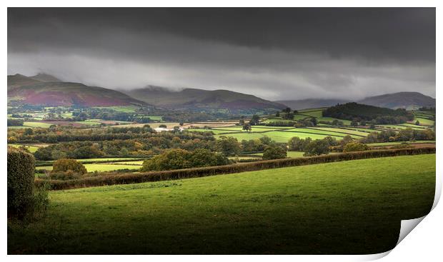 Dark clouds over the Brecon beacons Print by Leighton Collins