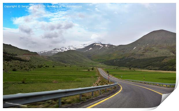 Road leading to the foot of Mount Erciyes in Turkey Print by Sergii Petruk