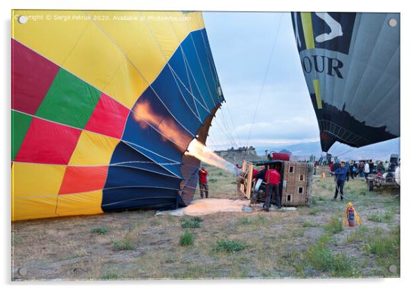 13.05.2018. Cappadocia, Goreme, Turkey. The process of inflating hot air balloons Acrylic by Sergii Petruk