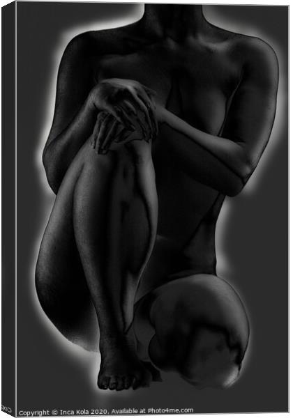 Seated crouching nude in a partially solarised style Canvas Print by Inca Kala
