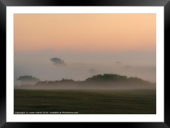 Foggy Sunset at Flamborough Head, Yorkshire, UK Framed Mounted Print by Lewis Gabell