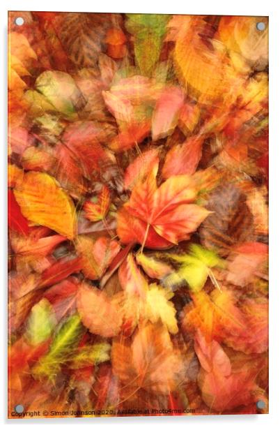 AZutumn leaf collage Acrylic by Simon Johnson