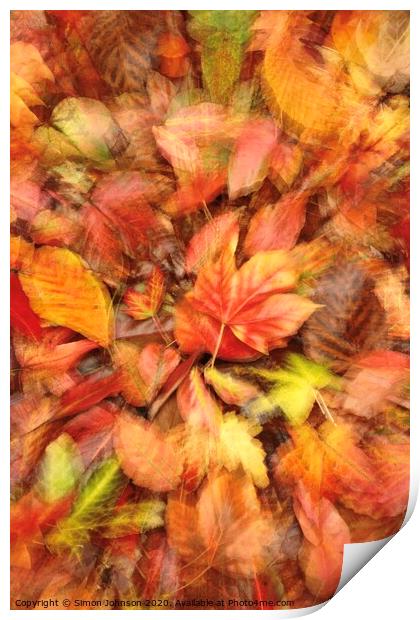 AZutumn leaf collage Print by Simon Johnson