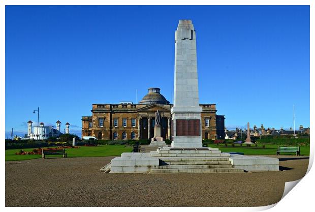Ayr Cenotaph and the County Buildings Print by Allan Durward Photography