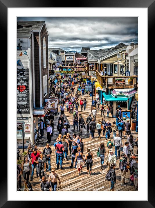 Tourists on Pier 39 Framed Mounted Print by Darryl Brooks
