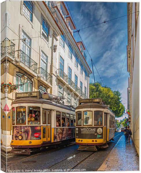 Traditional Street Cars in Lisbon Canvas Print by Darryl Brooks