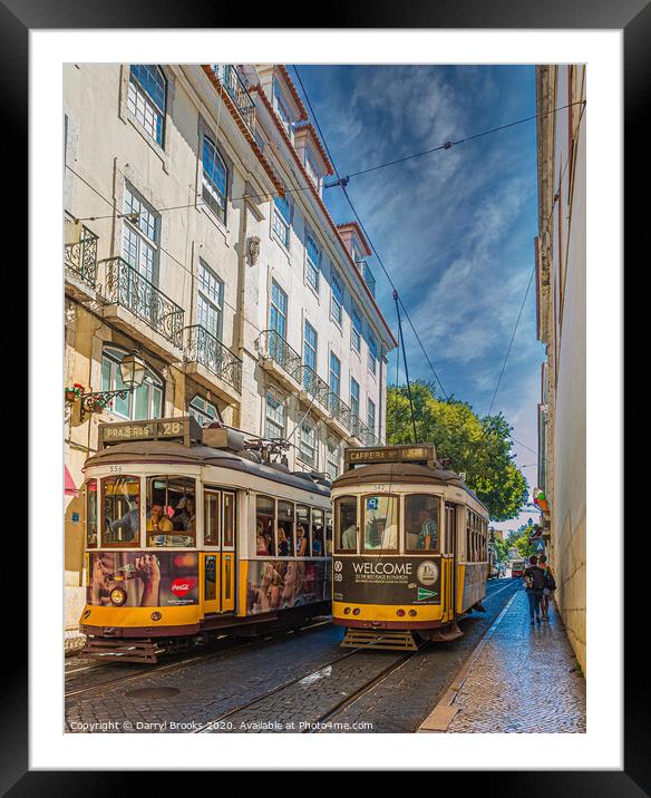 Traditional Street Cars in Lisbon Framed Mounted Print by Darryl Brooks
