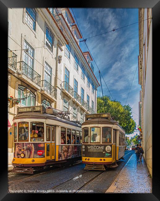 Traditional Street Cars in Lisbon Framed Print by Darryl Brooks