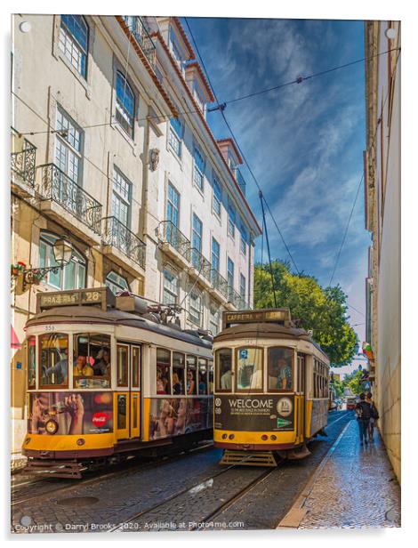 Traditional Street Cars in Lisbon Acrylic by Darryl Brooks