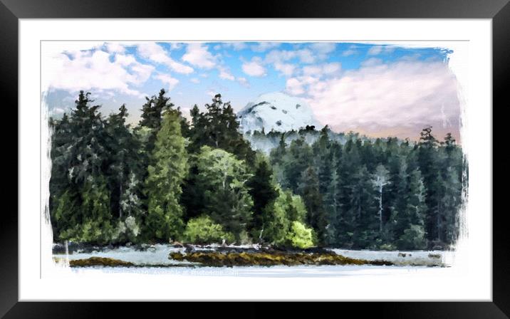 Trees on Shore of Alaska Oil Framed Mounted Print by Darryl Brooks