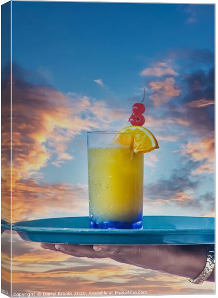 Tropical Drink Over Sunset Canvas Print by Darryl Brooks