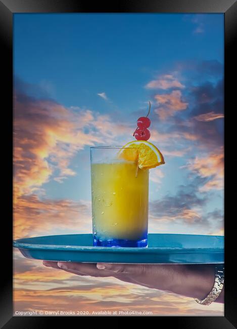 Tropical Drink Over Sunset Framed Print by Darryl Brooks