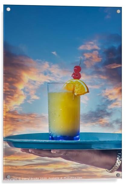Tropical Drink Over Sunset Acrylic by Darryl Brooks