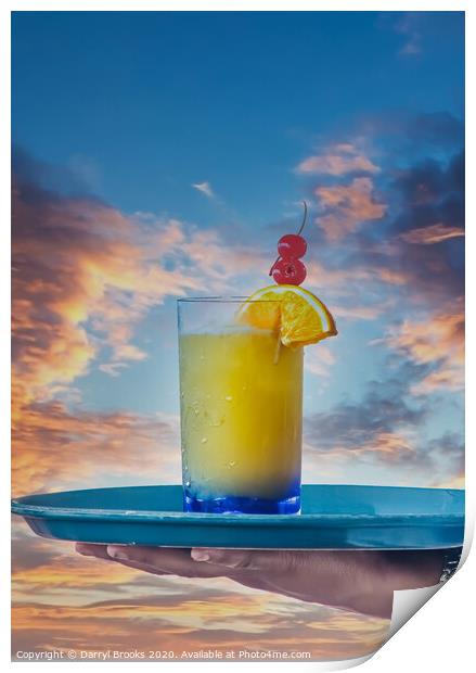 Tropical Drink Over Sunset Print by Darryl Brooks