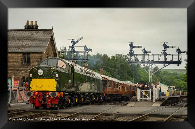 Class 40 D213 Andania departs Grosmont  Framed Print by David Tomlinson