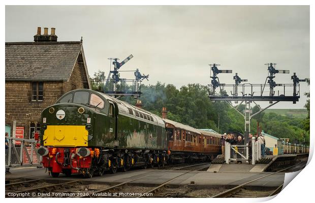 Class 40 D213 Andania departs Grosmont  Print by David Tomlinson