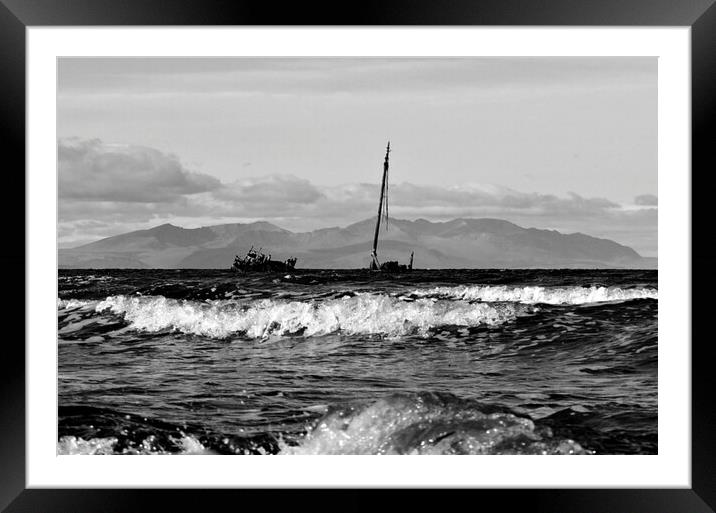 Ayr shipwreck Kaffir in the waves Framed Mounted Print by Allan Durward Photography