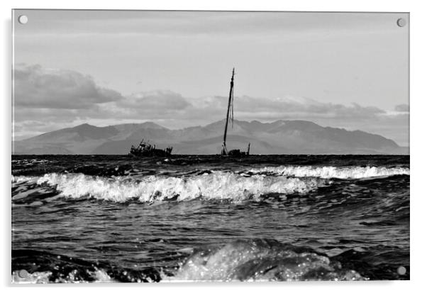 Ayr shipwreck Kaffir in the waves Acrylic by Allan Durward Photography