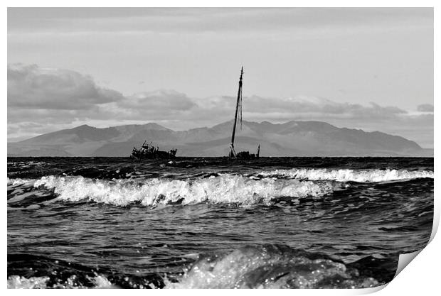 Ayr shipwreck Kaffir in the waves Print by Allan Durward Photography