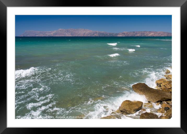 Waves on a Roll, Kissamos, Crete, Greece Framed Mounted Print by Kasia Design
